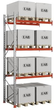 kaiserkraft | Palettenregal | verzinkt/orange | HxBxT 4000 x 1940 x 1100 mm | Fachlast 2000 kg | Anbauregal