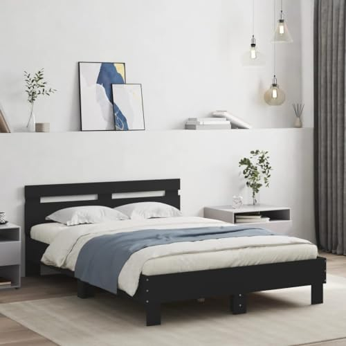 Faroom Holzbett Futonbett Bett 120 x 200 cm mit Lattenrost & Kopfteil, Bettrahmen Holzwerkstoff Einzelbett Doppelbett Bettgestell Schwarz