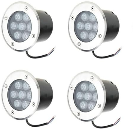 GUODDM 4 PIÈCES Lampe Jardin Enterré - Spot Encastrable Exterieur, Projecteurs À Faible Encastrement Étanches IP67, Éclairage Souterrain À LED 7W, Lumières Enterrées À LED Extérieures(White,7W(220V))