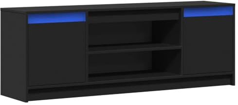 vidaXL Mobile Porta TV con LED Nero 139,5x34x50 cm in Truciolato, Mobile TV con luci LED, credenza TV, Mobile dispositivi multimediali, Supporto TV