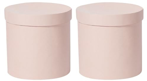 BELLIFFY Runde Blumenbox 2 Stück Rosa aus Papierkarton für Blumenverpackung | Geschenkkarton in Zylinderförmig, Elegant für Selbstgemacht, Aufbewahrung und Arrangements, Passend für Muttertag