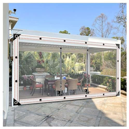 ZXCASDF PVC Tarpaulin with Zipper，Outdoor Clear Curtain Waterproof with Zipper，Zipper door transparent tarpaulin，Heavy-Duty Waterproof Clear PVC Tarp with Metal Grommets(H1xW1m/H3.2xW3.2ft)