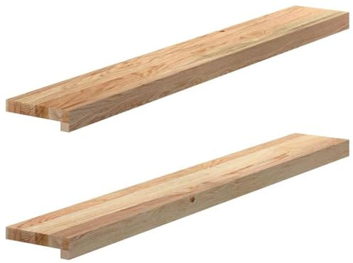 vidaXL Appuis de fenêtre 2 pcs Bois de chêne Massif Non traité, Rebord de fenêtre, Appui de fenêtre en chêne, Appui de fenêtre en Bois