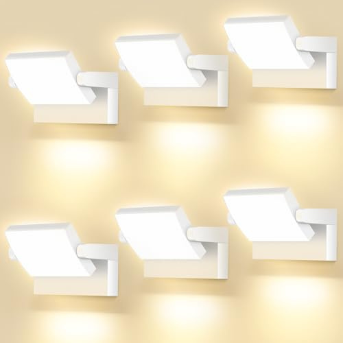 GXXG 6 lampade da parete a LED da 40 W, per esterni, 4000 lumen, moderne, per esterni/interni, luce bianca calda, 3000 K, impermeabili, IP65, con pannello LED orientabile a 350°
