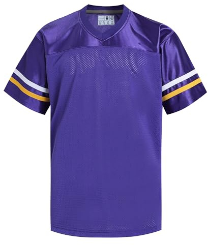dolessismore Retro Fans Football Jerseys for Men Women Unisex Workout T-Shirts Fashion Tops Casual Outfits, White/Yellow Stripe-purple Jersey, 3XL