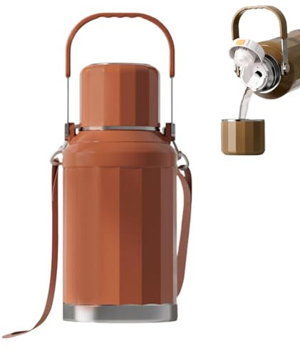 Stainless Steel Pitcher | Large Capacity Insulated Hot Water Flask | Thermal Tea Pot | Practical Coffee Carafe and Beverage Pitcher for Tea, Coffee, Water and Drinks