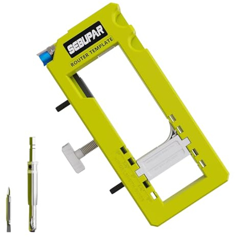 Yellow Door Hinge Mortise Jig Installation Kit - Adjustable Length and Thickness with Lock Hole Locator