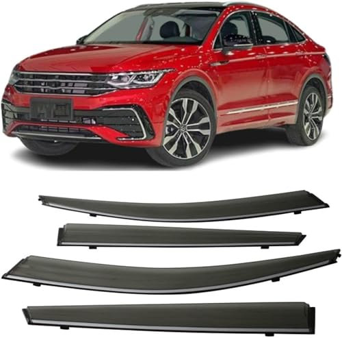 WSYLJX Windabweiser Autofenster für Tiguan X 2020 2021 2022, Seitenschlitze Wind Deflectors Regenschutz Externes Zubehör, Auto Fenster Visier Wind