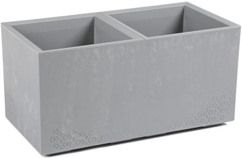 HowHomely Macetero Grande para Exterior de 78 x 39 x 39 cm, con Ruedas con tapón de Drenaje, Maceta Rectangular para jardín y terraza, Aspecto de hormigón