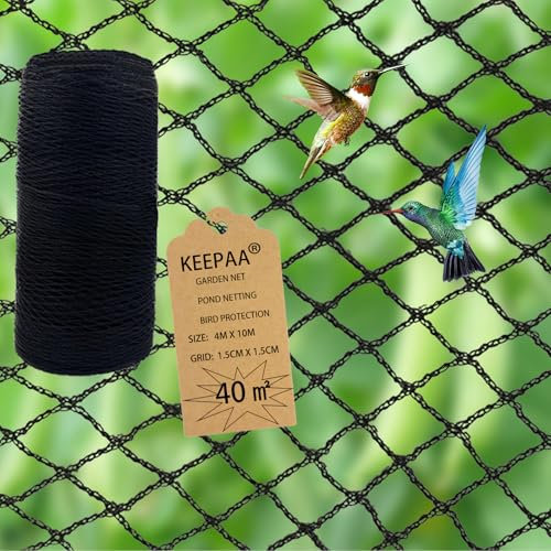 Rete Anti Piccioni Uccelli - Rete per Uccelli da Giardino Maglia 15mm Indicato per Proteggere Giardini Stagni Frutteti Orti nero (4 * 10M-15MM)