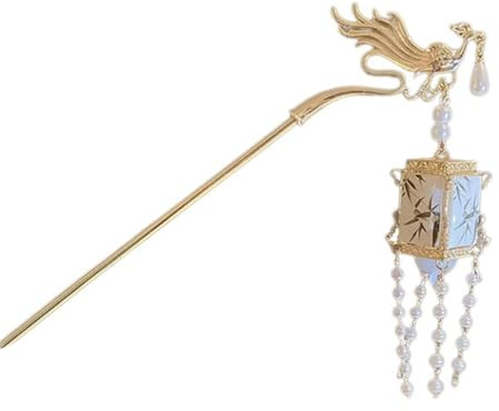 XAGMODSHN Buyao Épingle à cheveux suspendue avec lampe LED en acrylique antique pour femme Accessoires de costume chinois