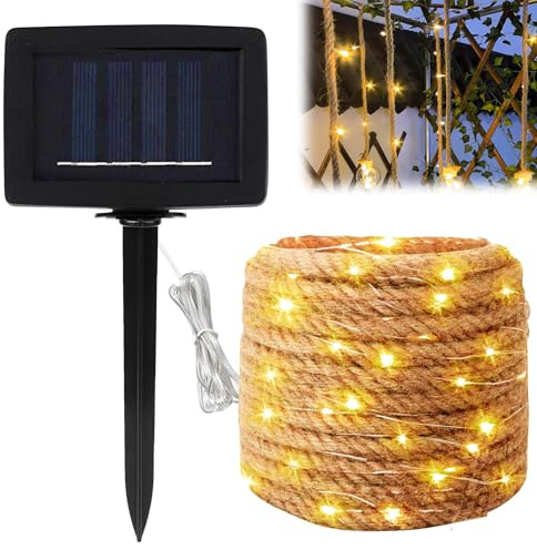 7M Solar Lichterkette 10mm Solar Lichterkette 8 Modi Kupferdraht Lichterkette Aussen Wetterfest mit 100 LEDs für Balkon Garten Hochzeit Dekoration
