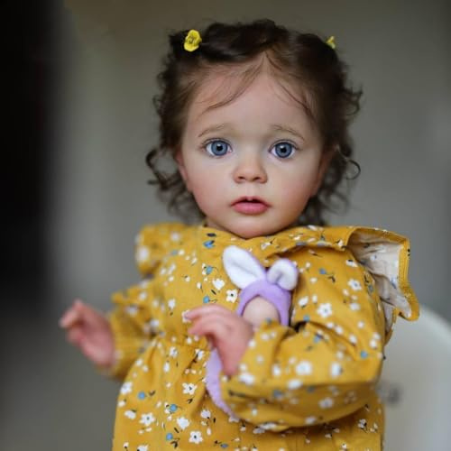 SYP 55cm Reborn Puppe – Lebensechte Silikon-Babypuppe, Weiches Neugeborenen-Spielzeug, Realistische Süßes Mädchen, mit Zubehör Perfekt für Sammler und Geschenke