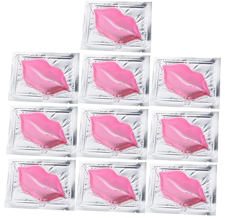 WRITWAA 15pcs Pink Collagen Lip Mask and Silver Lip Pad 8 Grams Each Exfoliating Dead Skin Hydrating and Fine Line Reduction Suitable for Daily Use