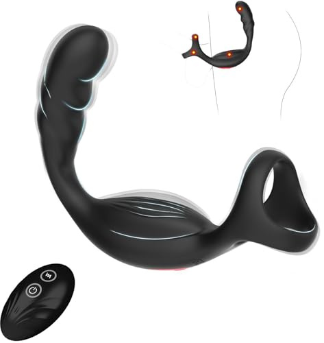 Prostate Massager Sex Toys, Tokhub 4 in 1 Anal Sex Toy Anal Vibrators with 10 Vibrations, Penis Vibrator with Cock Ring&Remote Control, Anal Plugs-Vibrating Butt Plug Stimulator Adult Toys for Men