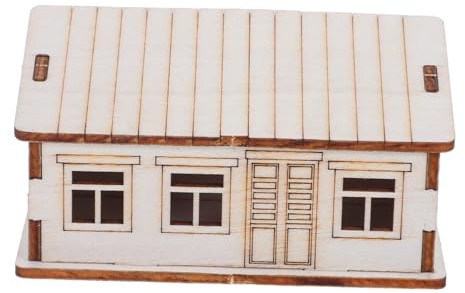 HOMSFOU Unvollendetes Holzhaus Modellbausatz Holzhaus zum Basteln Kleine Holz Hütte für Weihnachtsdeko und Kreative Aktivitäten