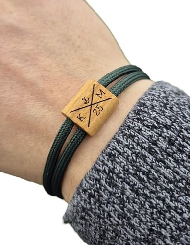 Armband personalisiert,Valentinstag Geschenk, Gravur Armband, für Männer und Frauen, Partnerarmband, Name, Damen und Herren Schmuck, Segeltau Armband