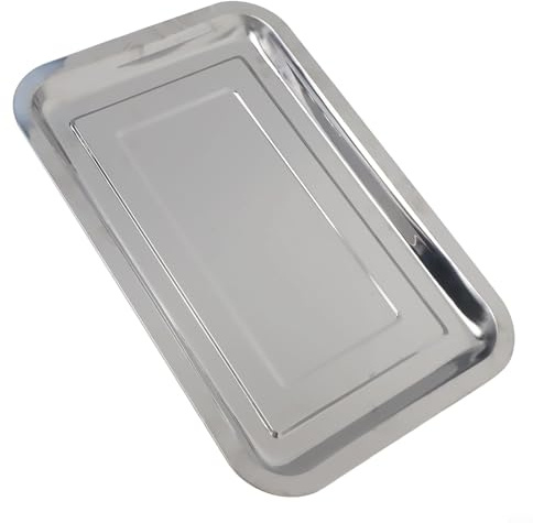 Rektangulär bakplåt i rostfritt stål med djup kant och släta kanter för brödrost ugnskaka, brownie, bröd och köttbakning, rostbeständig silverpanna, diskmaskinssäker, ca 27 x 20 cm eller 32 x 22
