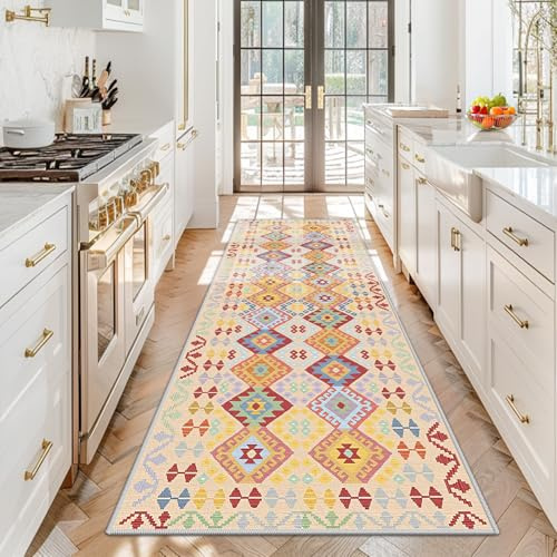 Flurteppich Läufer Lang Küchenteppich Waschbar Rutschfest Schmutzfangmatte Modernes 50 x 200 cm Teppichläufer Flur Teppich für Küche Bettumrandung Schlafzimmer Fußmatte für den innenbereich Außen