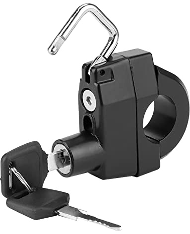 Qqmora Motorrad-Helmschloss, Langlebiges Vorhängeschloss aus Zinklegierung für Universelle 22-mm-Lenker, mit 2 Schlüsseln, Geschenkset