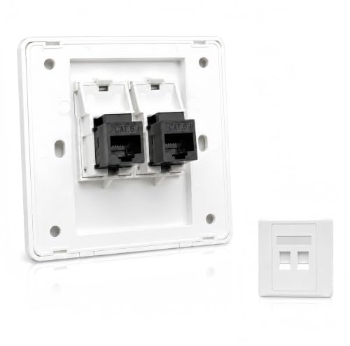 Eltichorix Universelle Netzwerkdose LAN Dose für Unterputz und Aufputz, 2x RJ45 CAT6 Gigabit Port, werkzeuglos, aus flammhemmendem PC, weiß – 86x86 mm