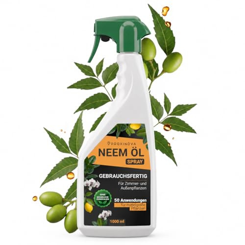 PROXINOVA Olio di Neem per Piante 1L Pronto all’Uso – Olio di Neem Biologico Idrosolubile Spray per Orto e Giardino – Neem Oil contro Afidi, Cocciniglia, Mosca Bianca e Acari – Made in Italy
