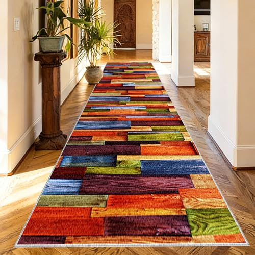 Alfombras de Pasillo Larga Alfombra Corredor Antideslizante Lavable Alfombra Cocina Alfombras de área Felpudo Alfombra Comedor Pasillo Entrada Lavanderia Salón Dormitorio Alfombrillas 70 x 500 cm