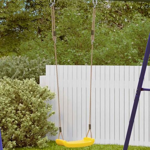 GeenYuu Asiento balancín para niños ajustable amarillo de plástico PE 37 x 16 x 9 cm con fijación de metal segura para columpio de jardín, estructura de escalada, accesorios de patio de recreo al aire
