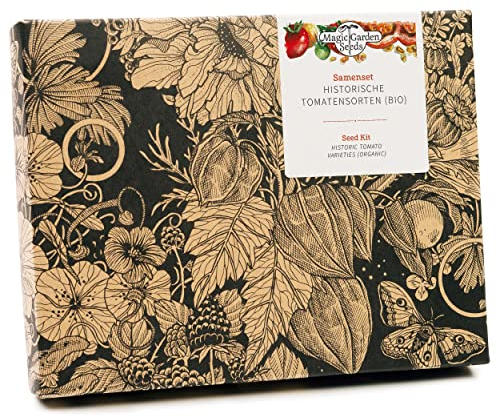 Magic Garden Seeds - Historische Tomatensorten (Bio) - Samen Geschenk Set mit Saatgut für 4 robuste Bio Tomaten Sorten - 2 klassische Tomatensorten und je einmal Cocktail und Wild Tomaten Samen