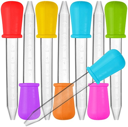 SENHAI 8 Pcs Liquid Droppers, Silicone and Plastic Pipettes Transfer Eyedropper with Bulb Tip for Candy Oil Kitchen Kids Gummy Making – 7 Colors
