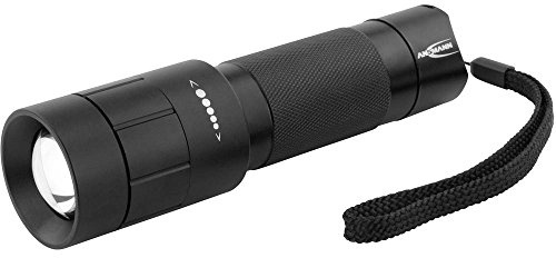 ANSMANN LED Taschenlampe M350F inkl. AAA Batterien - Outdoor LED Arbeitsleuchte 320 Lumen & 5 Funktionen - Handlampe mit stufenloser Fokussierung für Camping & Werkstatt - Spritzwassergeschützt IP54