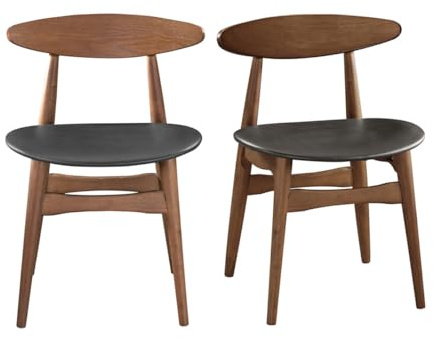 Miliboo Chaises Vintage en Bois foncé et Noir (Lot de 2) Walford