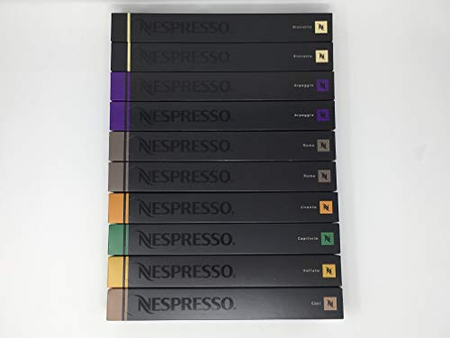 Nespresso - Variety Pack - 100 Capsules - Ristretto - Arpeggio - Roma - Livanto - Capriccio - Volluto - Cosi