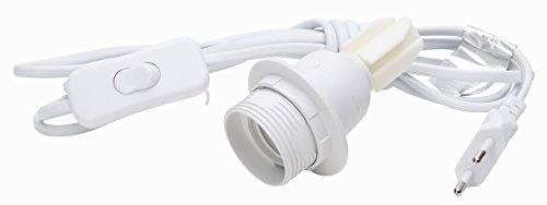 Kopp Euroschnur, 2m, 2 x 0,75 mm² mit Schnurzwischenschalter und E27 Isolierstoff-Fassung, weiß, 210001042