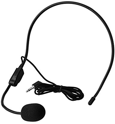 Mini 3.5mm Wired Microphone, Portable 3.5mm Head-mounted Microphone, Condenser MIC for Voice Amplifier Speaker, Suitable for Teacher, Guides, - Black