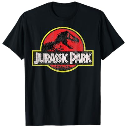 Jurassic Park Classic Red and Yellow T-Rex Logo T-Shirt