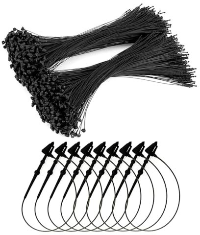 Yesallwas 1000pc 7 Inch Plastic Fastener Hang Tag Snap Lock Pin Security Loop for Retail Store Clothing Accessory Price Pins (7 Inch Black)