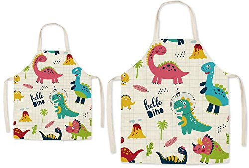 Eyand Genitore e Bambino Grembiule per Cucinare - Super Carino Modello in da Cucina Grembiule per la Mamma Bambini, Cucina Pittura Giardinaggio Grembiule (Dinosauro)