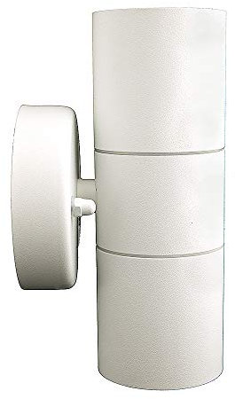 Dapo Hochwertige Edelstahl-Außen-Wand-Leuchte Bornholm, up and down, 2x GU10, IP44, H: 16,5cm, D: 6-8,5cm, Balkon-Terrasse-Lampe (Weiß, 2-flammig)