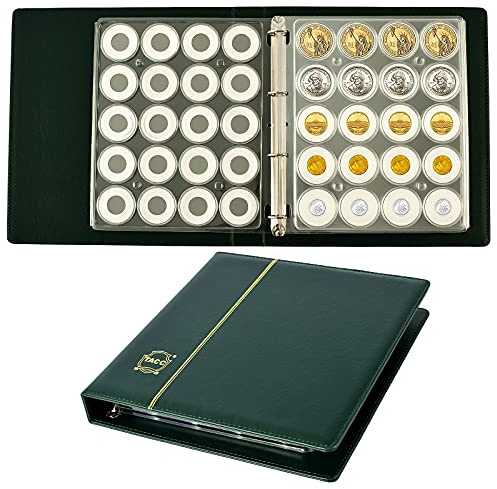 Ettonsun Coin Capsule Holders for Collectors - Collection Supplies Book Album (Green)