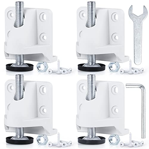 Skelang 4-Pack Furniture Levelling Feet, Lifting Leveller with Lock Nut and Screws, M10 Adjustable Feet for Workbench, Cabinet, Table, Each Loading Capacity 600Lbs (White)