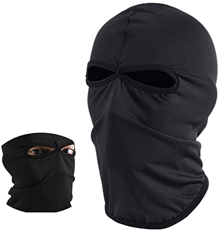 Geyoga 2 Loch Sturmhauben Atmungsaktive Balaclava für Herren Schwarz Skimaske Multifunktionstuch Sturmmaske Winddichte Outdoor Sport Gesichtshaube Solid Helmfutter für Fahrrad Motorrad Joggen