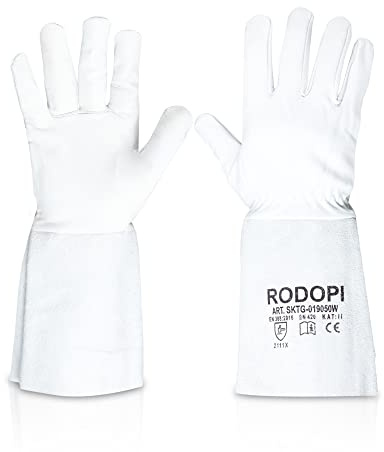 RODOPI Schweißerhandschuhe FIREWELD-Comfort 1-10 paar Arbeitshandschuhe EN 388:2016 Gr. 8-11 Rindvollleder EN 407 Schweißhandschuhe 33 cm für Damen und Herren (1, 9)