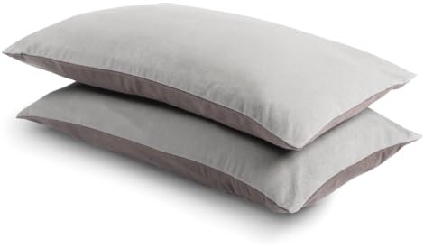 Bodyguard bett1 Flanell Bettwäsche Kissenbezüge (2 x 40x80 cm, zweifarbig, wendbar, Silber & Anthrazit, waschbar bis 60° C, atmungsaktiv, 100% Baumwolle)