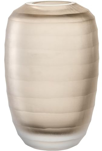 Leonardo Home Bellagio Dekovase - Farbige Vase aus hochwertigem Glas mit Relief außen - Handarbeit - Höhe 16 cm, Durchmesser 10 cm - Beige, 036447