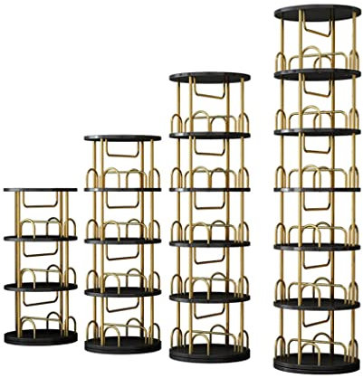 360° Drehbares Bücherregal, Multifunktionales Metallregal, 15,7 Vollkugeliger Runder Drehteller, Stehendes Regal für Wohnzimmer, Schlafzimmer, Arbeitszimmer ( Color : Black Gold , Size : 3 layers )