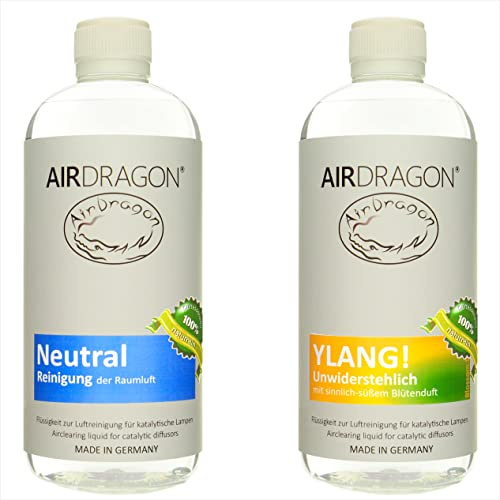 AIRDRAGON® Duft-Set • NEUTRAL + YLANG! • 2 x 1 Liter • Für jede katalytische Lampe • OHNE künstliche Duftstoffe • Premium Natur Raum-Duft