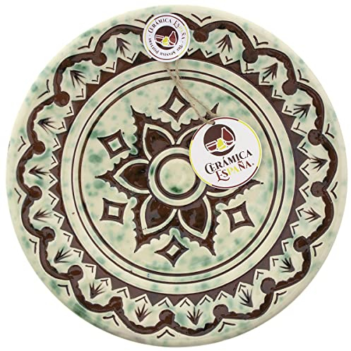 CERÁMICA ESPAÑA | Plato decorativo para colgar en pared | Plato de pared | Plato pared | Plato cerámica | Modelo D14 | Decoración 100% Hecho a mano | 23x23x3.5 cm
