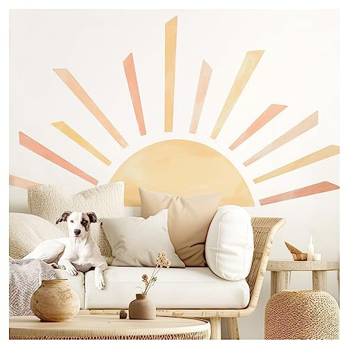 Grandora Wandtattoo Sonne Boho Wandsticker für Wohnzimmer Kinderzimmer Halbsonne Wandaufkleber Schlafzimmer Flur Wanddeko Babyzimmer selbstklebend DL985-04