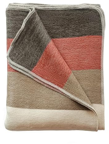 LATITUDE ZERO, Alpaca Wool Throw Blanket | Warm, Ultra-Soft, Breathable, Non-Itchy Blanket-Throw | Hypoallergenic and Beautiful Fabric (Brick Red)